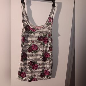 Juicy Couture White Tank with Pink Rose Print